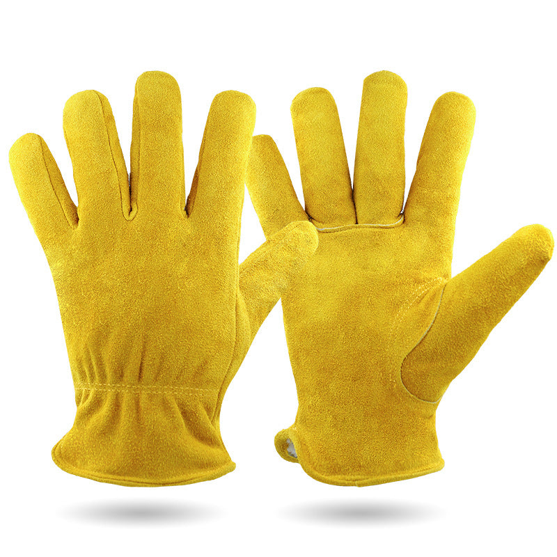 Cowhide Work Gloves | M Size | Insulated Windproof & Anti-Slip | Yellow
