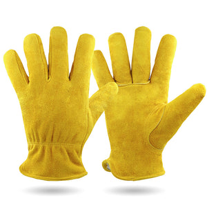 Cowhide Work Gloves | M Size | Insulated Windproof & Anti-Slip | Yellow