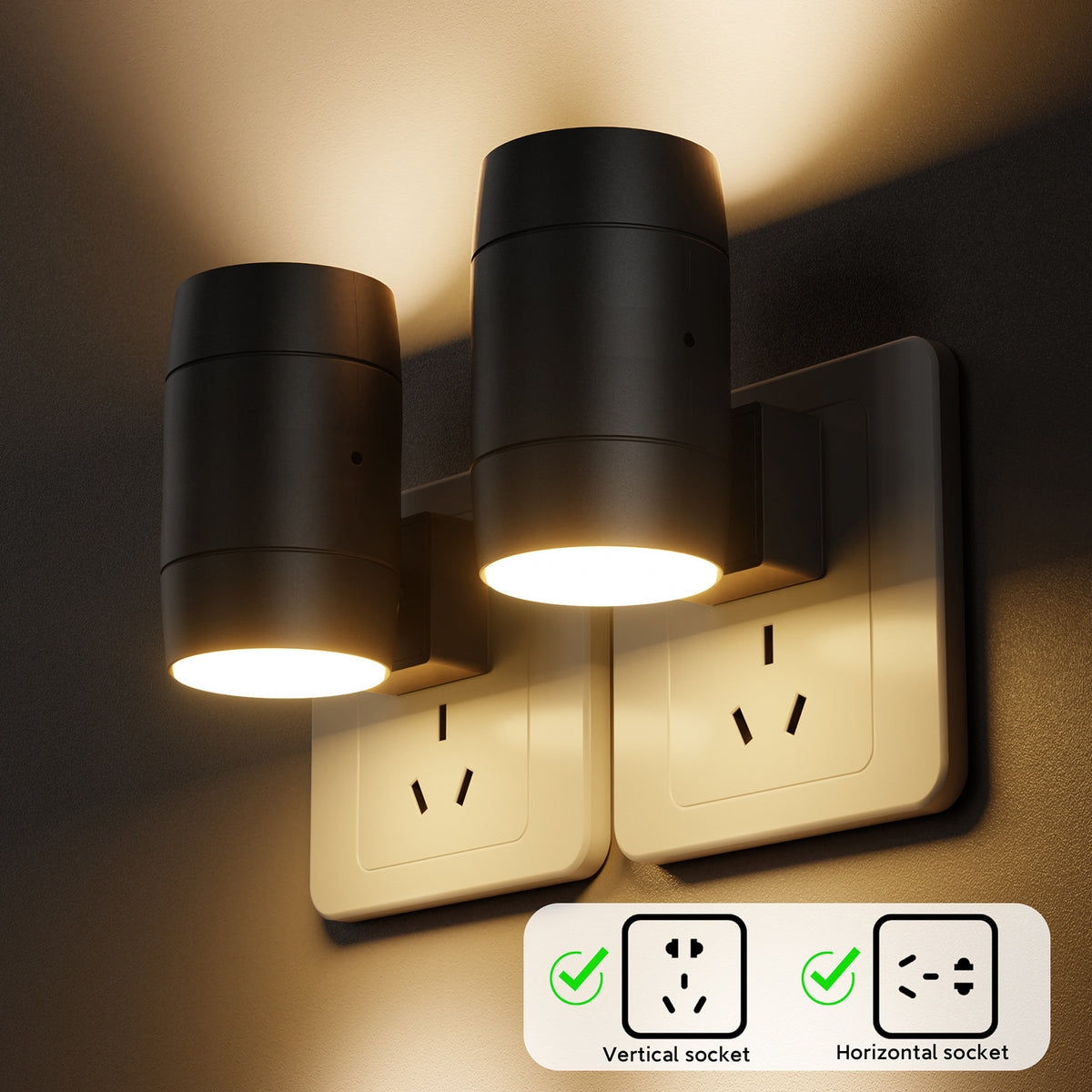 Adjustable Brightness Plug-In Night Light | Rotatable Motion Sensor Light | Hallway, Living Room, Bedroom