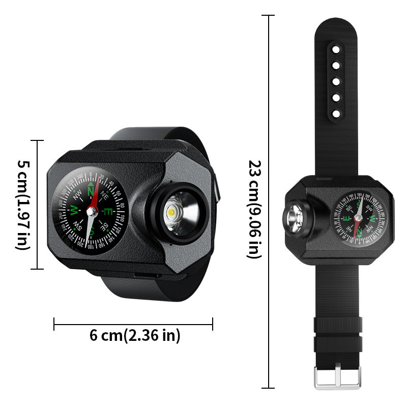 XPG Wrist Light for Outdoor Camping | Rechargeable LED Running Light with Compass & Watch for Survival & Adventure
