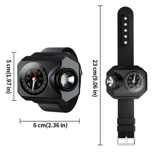 XPG Wrist Light for Outdoor Camping | Rechargeable LED Running Light with Compass & Watch for Survival & Adventure