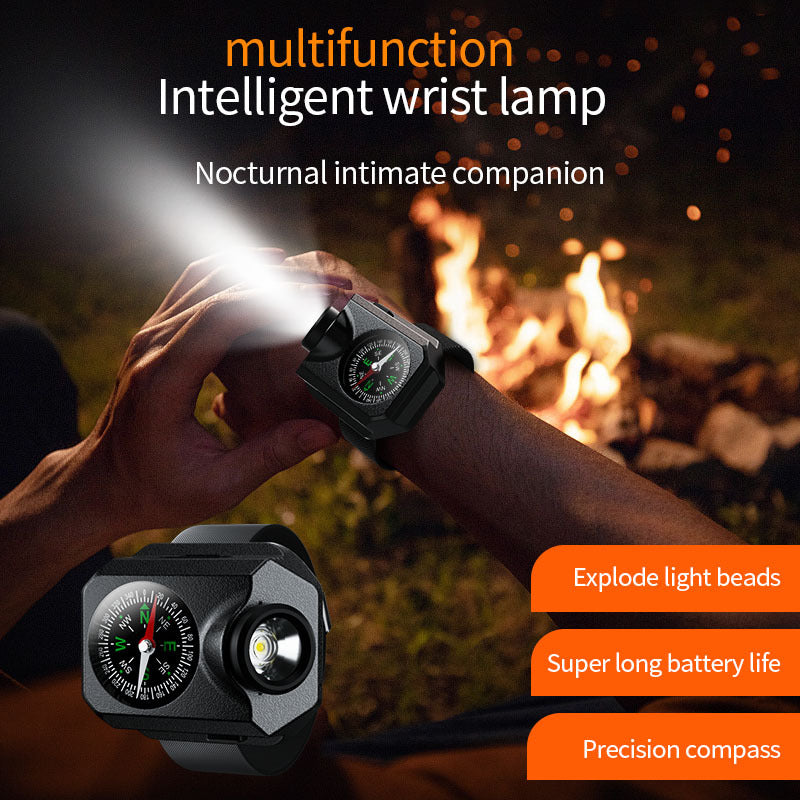 XPG Wrist Light for Outdoor Camping | Rechargeable LED Running Light with Compass & Watch for Survival & Adventure