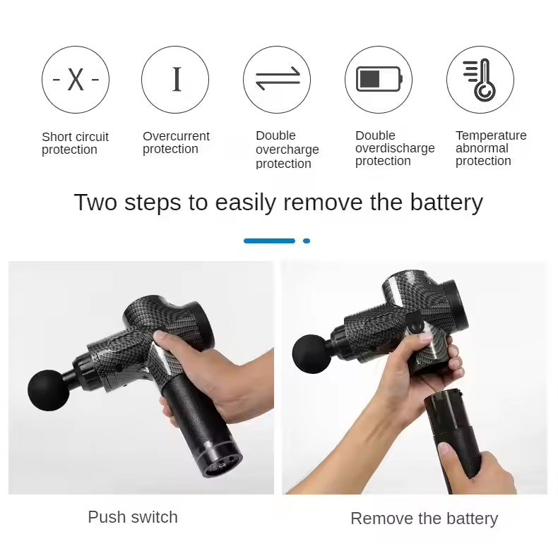 Massage Gun | Deep Tissue | Carbon Fiber Design | 30 Speeds | 6 Heads | Type-C Charging
