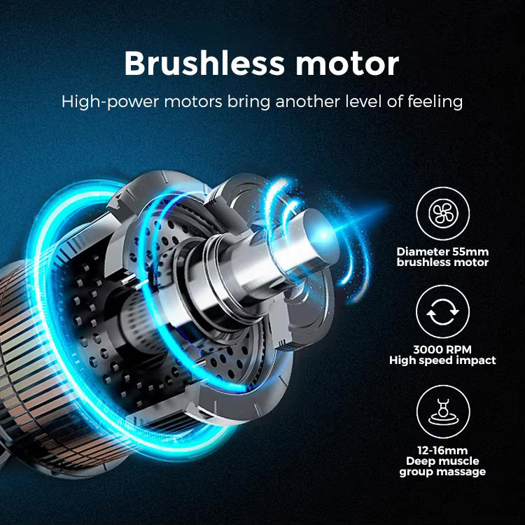 Massage Gun | Deep Tissue | Carbon Fiber Design | 30 Speeds | 6 Heads | Type-C Charging