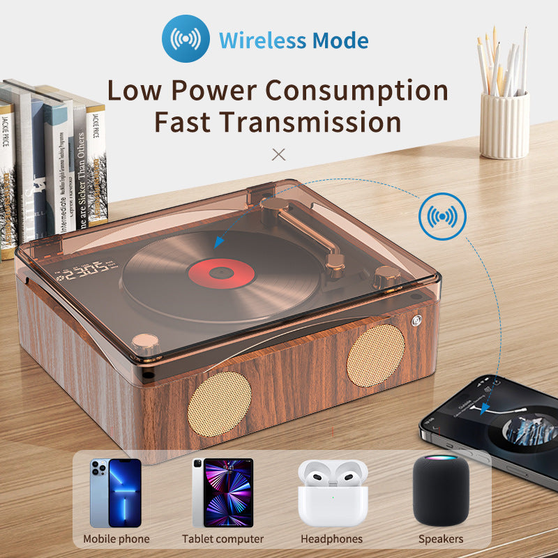 Bluetooth Speaker & CD Player | Retro Turntable Style | Display Screen | USB Rechargeable