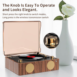 Bluetooth Speaker & CD Player | Retro Turntable Style | Display Screen | USB Rechargeable