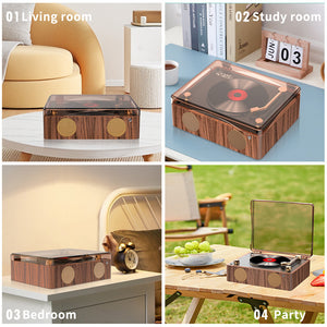 Bluetooth Speaker & CD Player | Retro Turntable Style | Display Screen | USB Rechargeable