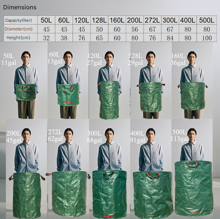 Garden Waste Bags | 400L | Set of 2 | Collapsible & Heavy Duty | 80x80cm