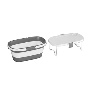 Foldable Picnic Basket with Tray | 16.5L | Outdoor Camping | White Grey