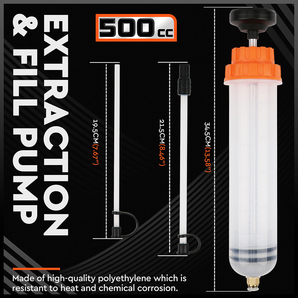 500cc Fluid Extraction & Fill Pump Syringe | Manual | Automotive & Marine Fluids
