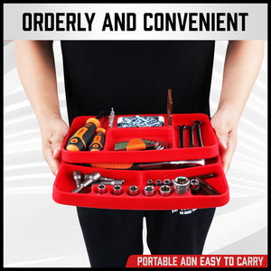 Silicone Tool Organiser Trays | Set of 2 | Flexible Non-Slip | Magnetic Parts Holder