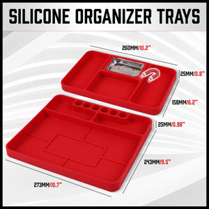 Silicone Tool Organiser Trays | Set of 2 | Flexible Non-Slip | Magnetic Parts Holder
