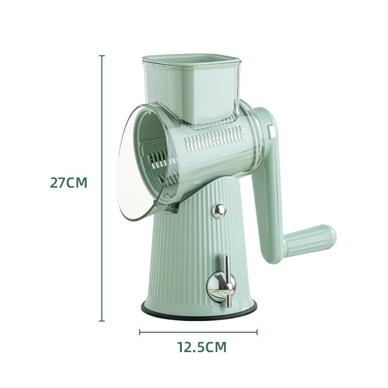 Rotary Vegetable Slicer & Grater | Multi-Function | 5 Blade Types | 10-Piece Set + Storage | Green