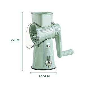 Rotary Vegetable Slicer & Grater | Multi-Function | 5 Blade Types | 10-Piece Set + Storage | Green
