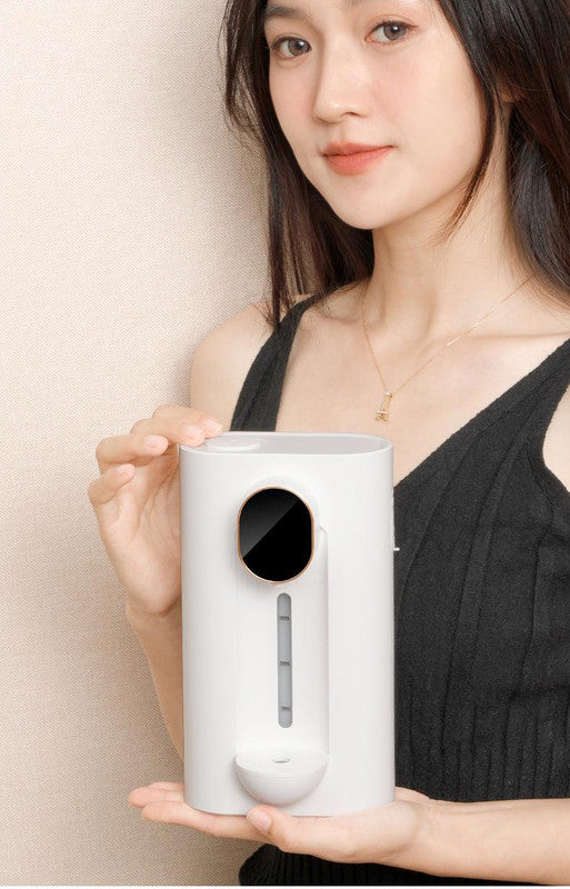 Smart Mouthwash Dispenser | White | Wall-Mounted | 3-Level | LED Display | Magnetic Cups