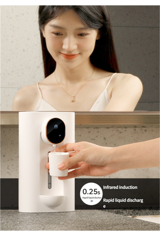 Smart Mouthwash Dispenser | Black | Wall-Mounted | 3-Level | LED Display | Magnetic Cups