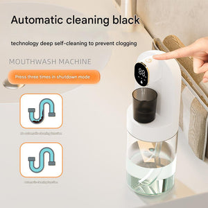 Smart Mouthwash Dispenser | Black | 4-Level | LED Display | 2000mAh | Magnetic Cups
