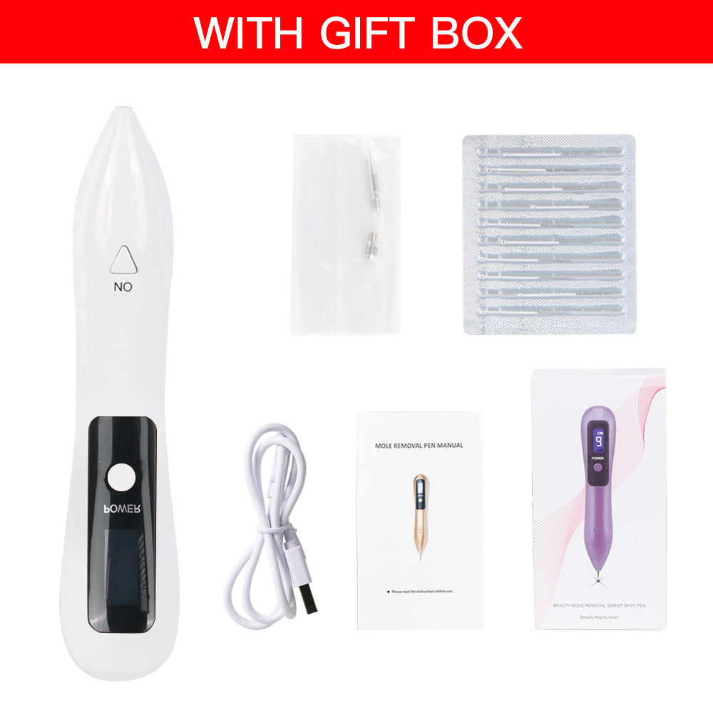 Skin Tag & Mole Remover Pen | White | 9-Level | USB Rechargeable | LED Display | Multi-Needle