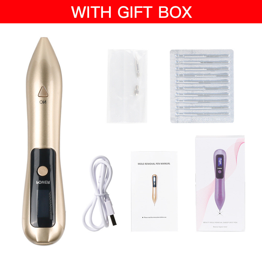 Skin Tag & Mole Remover Pen | Gold | 9-Level | USB Rechargeable | LED Display | Multi-Needle