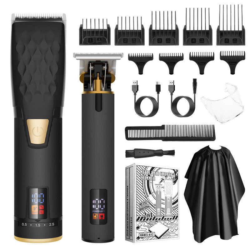 2-in-1 Hair Clipper & Trimmer Kit | Cordless | 5-Speed Tuning | LED Display | Black