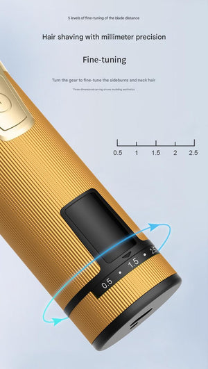 2-in-1 Hair Clipper & Trimmer Kit | Cordless | 5-Speed Tuning | LED Display | Gold