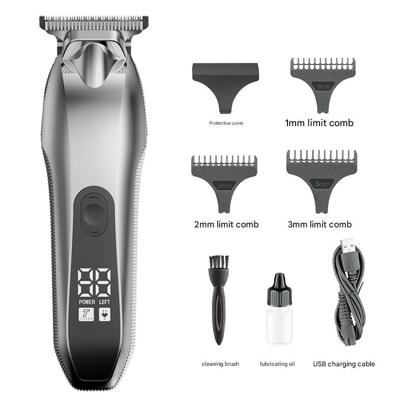 Electric Hair Clipper & Beard Trimmer | USB Rechargeable | LED Display | Silver