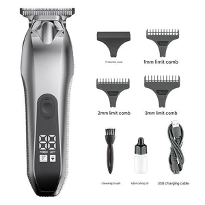 Electric Hair Clipper & Beard Trimmer | USB Rechargeable | LED Display | Silver