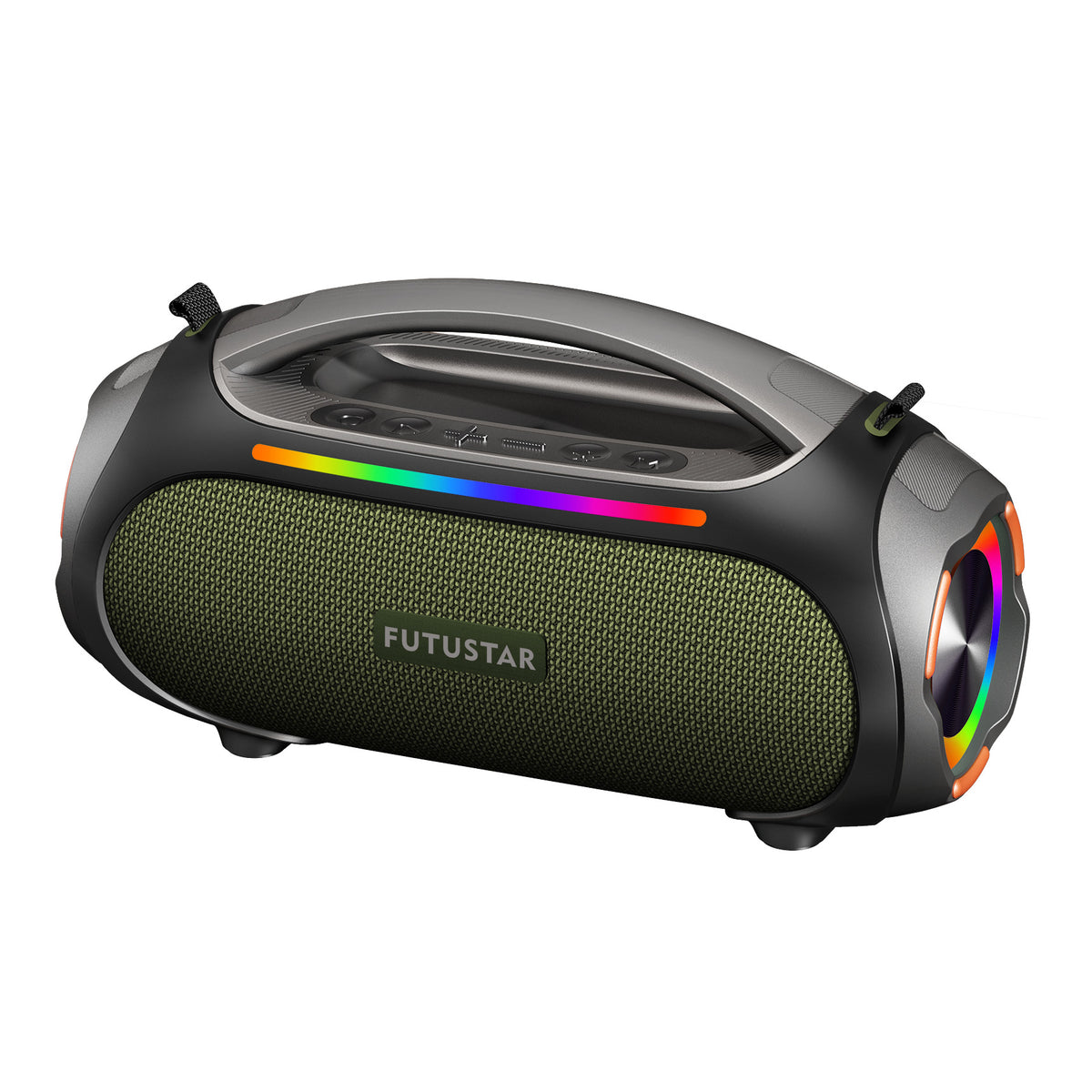 Bluetooth Speaker | Portable | 60W Power | RGB Lights | Multiple Inputs | Green