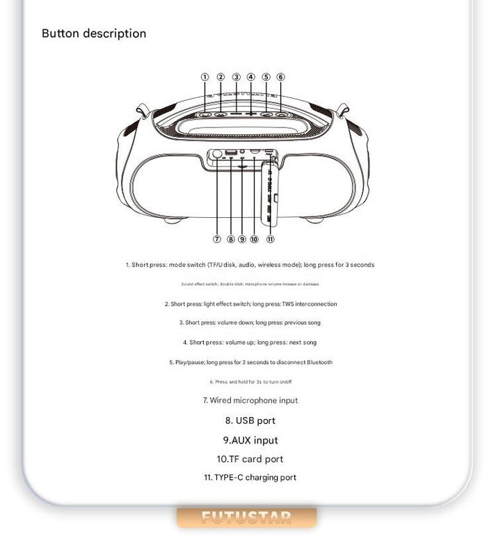 Bluetooth Speaker | Portable | 60W Power | RGB Lights | Multiple Inputs | Green