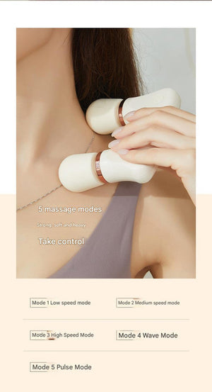 Mini Massager | Pink | Dual Head | 5 Modes | Quiet | USB-C Rechargeable