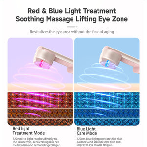 Eye Massager Pen | Rose Gold | Red & Blue Light Therapy | Heated Vibration Wand