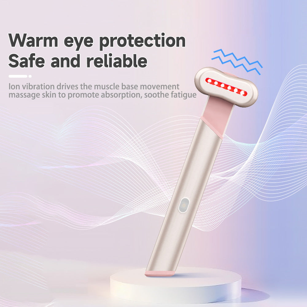 Eye Massager Pen | Rose Gold | Red & Blue Light Therapy | Heated Vibration Wand