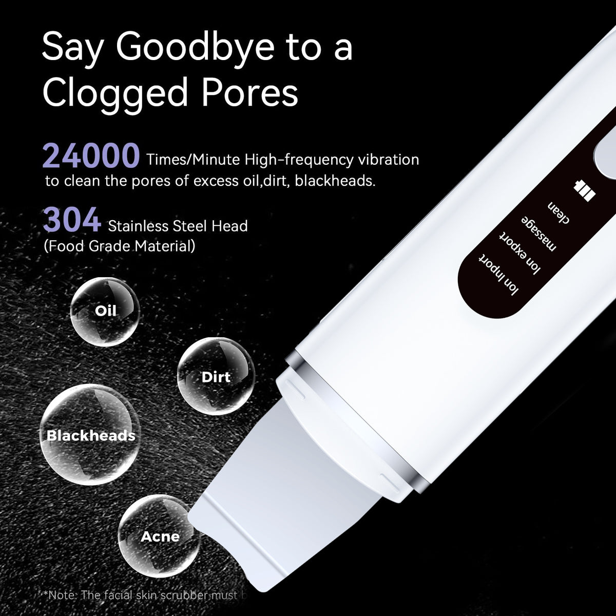 Ultrasonic Facial Spatula | Rechargeable | Deep Pore Cleanser | Exfoliator