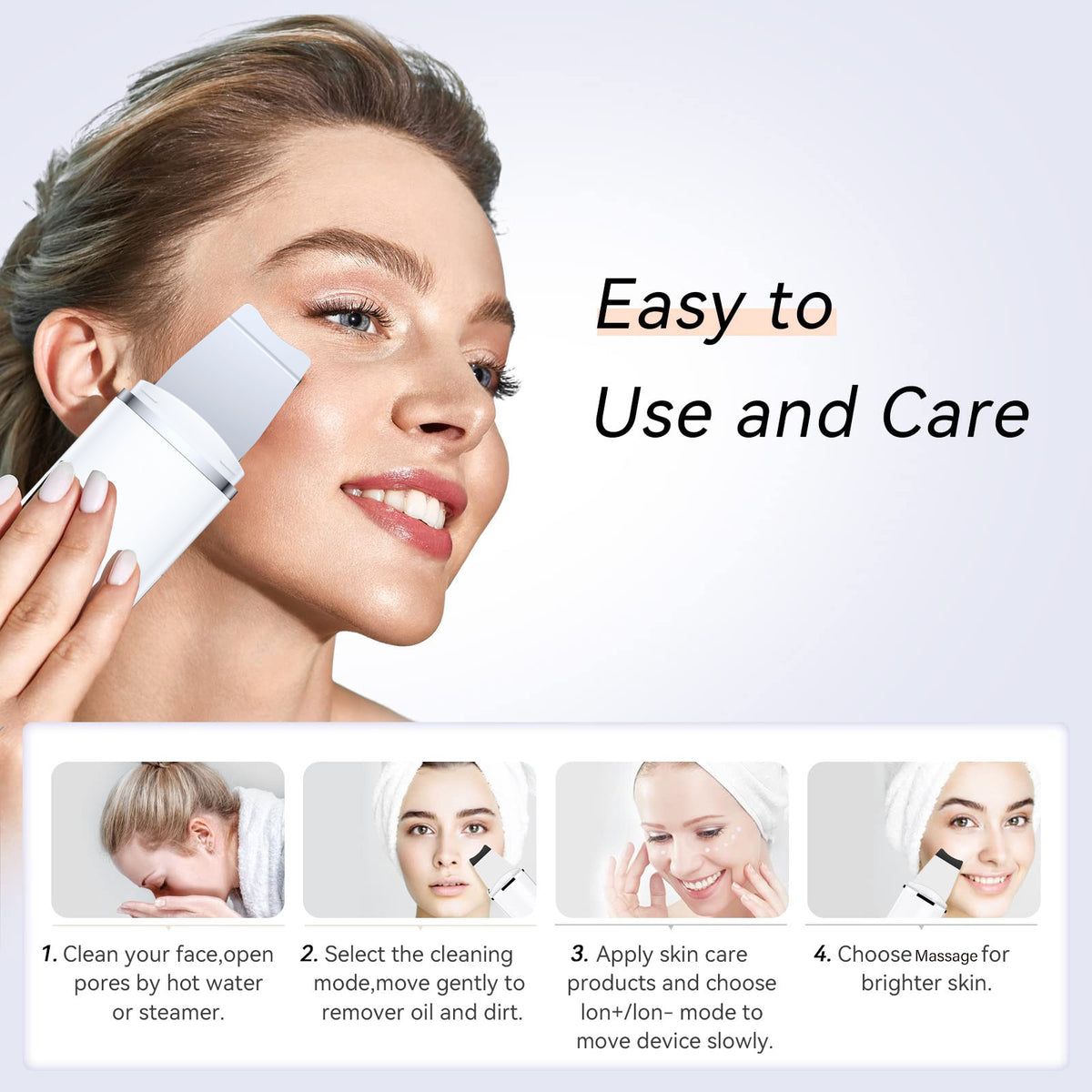 Ultrasonic Facial Spatula | Rechargeable | Deep Pore Cleanser | Exfoliator