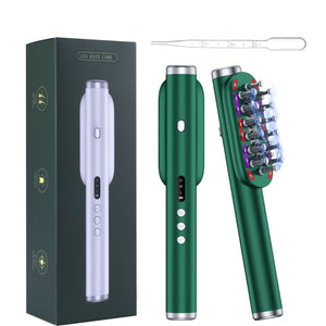 Scalp Massager Comb | Green | LED Therapy | Vibration | Oil Infuser | Hair Growth