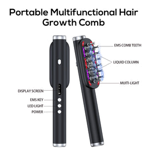 Scalp Massager Comb | Green | LED Therapy | Vibration | Oil Infuser | Hair Growth