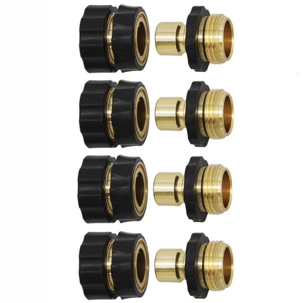 Brass Garden Hose Quick Connect Adapters | 3/4" | 4 Male + 4 Female | American Standard