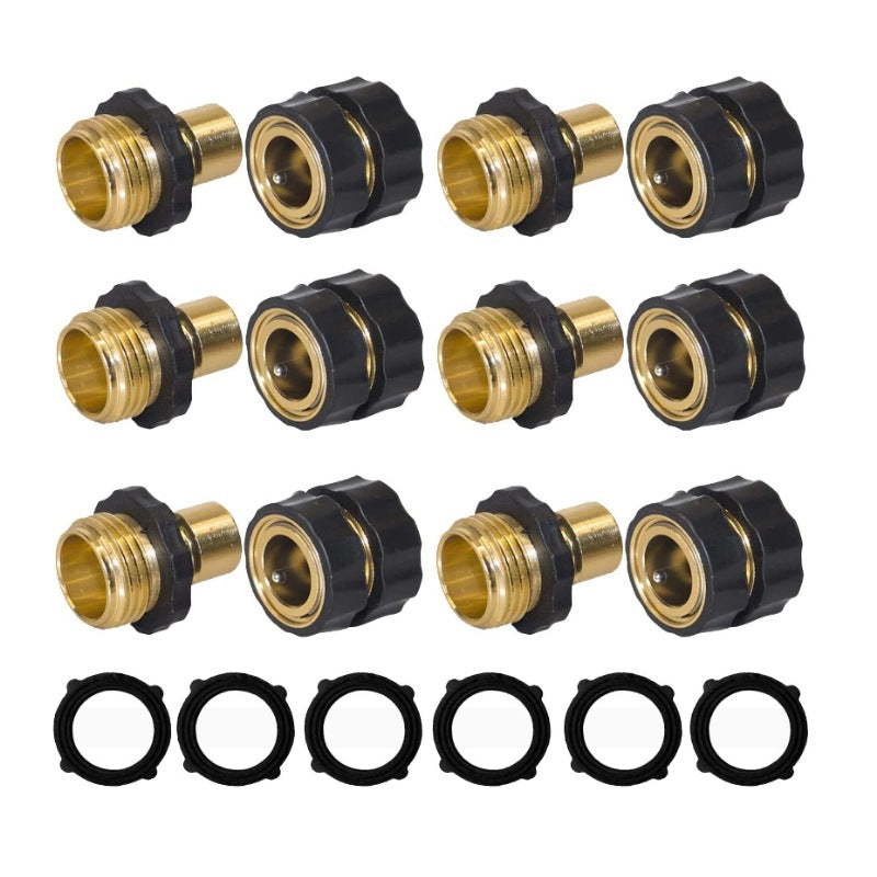 Brass Garden Hose Quick Connect Adapters | 3/4" | 6 Male + 6 Female | American Standard