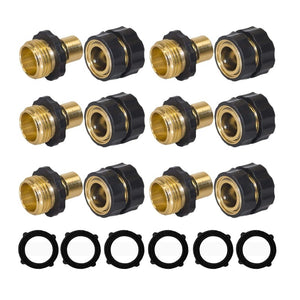 Brass Garden Hose Quick Connect Adapters | 3/4" | 6 Male + 6 Female | American Standard