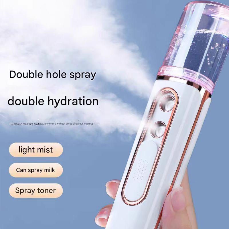Nano Facial Mister | White | Dual Nozzle | USB Rechargeable | Hydrating Spray