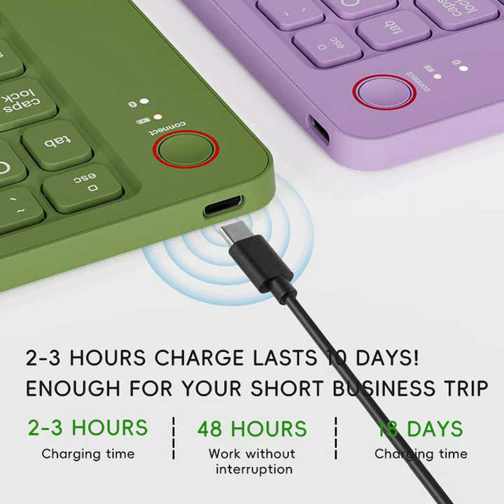 Bluetooth Keyboard | Ultra-Slim | Foldable & Portable | Rechargeable | Pink