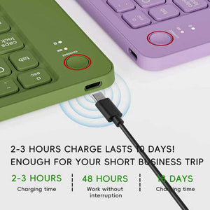 Bluetooth Keyboard | Ultra-Slim | Foldable & Portable | Rechargeable | Pink