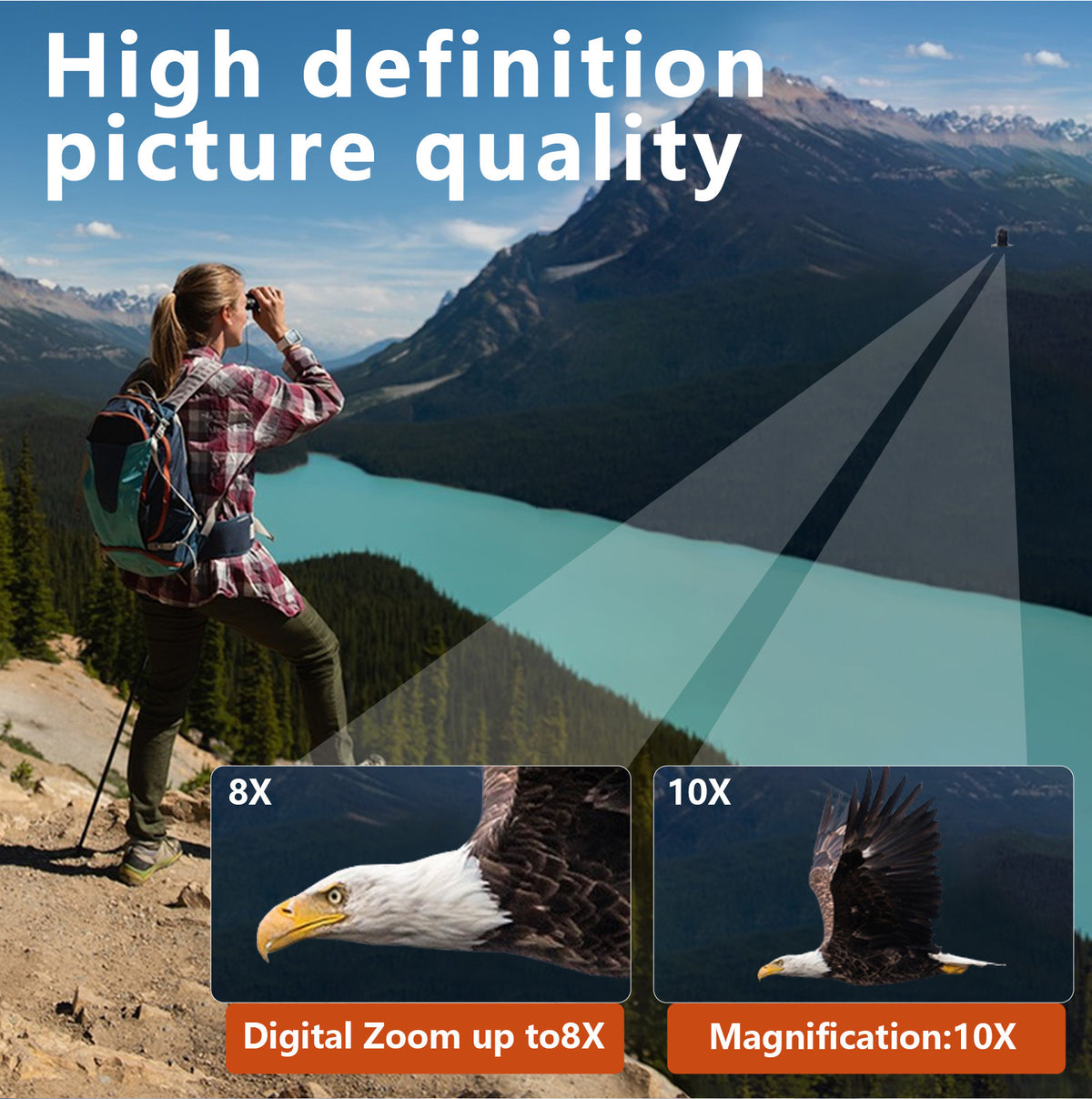 Camera Binoculars | HD Digital | 8X Zoom | LCD Screen | Starlight Night Vision | Black