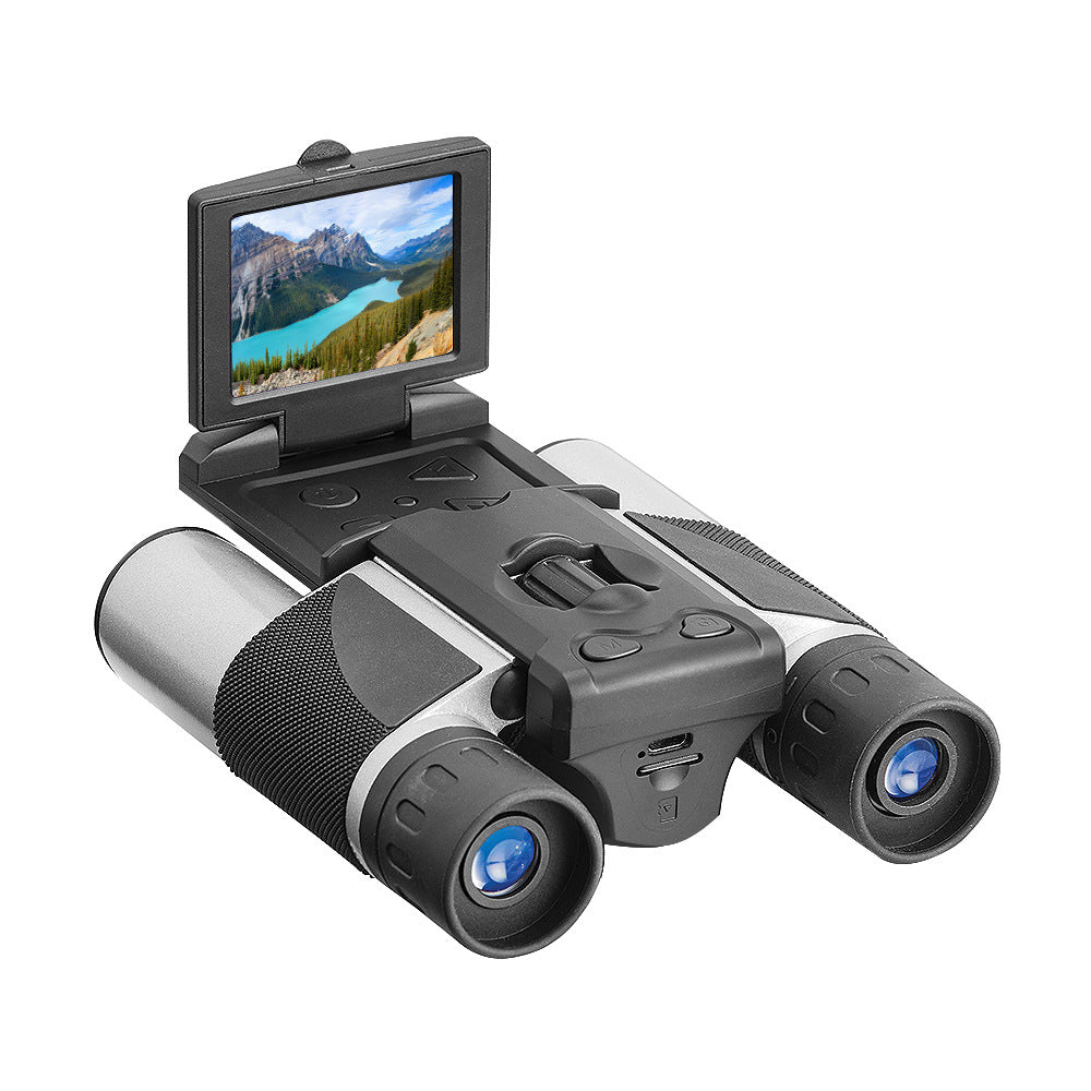 Camera Binoculars | HD Digital | 8X Zoom | LCD Screen | Starlight Night Vision | Silver & Black