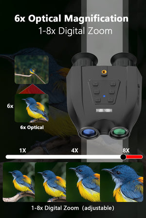 Professional Night Vision Binoculars | HD Digital | 6X Optical Zoom | 2.5K Video & 48MP Photos | Black