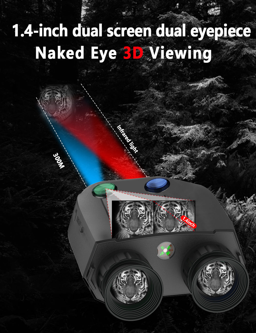 Professional Night Vision Binoculars | HD Digital | 6X Optical Zoom | 2.5K Video & 48MP Photos | Green