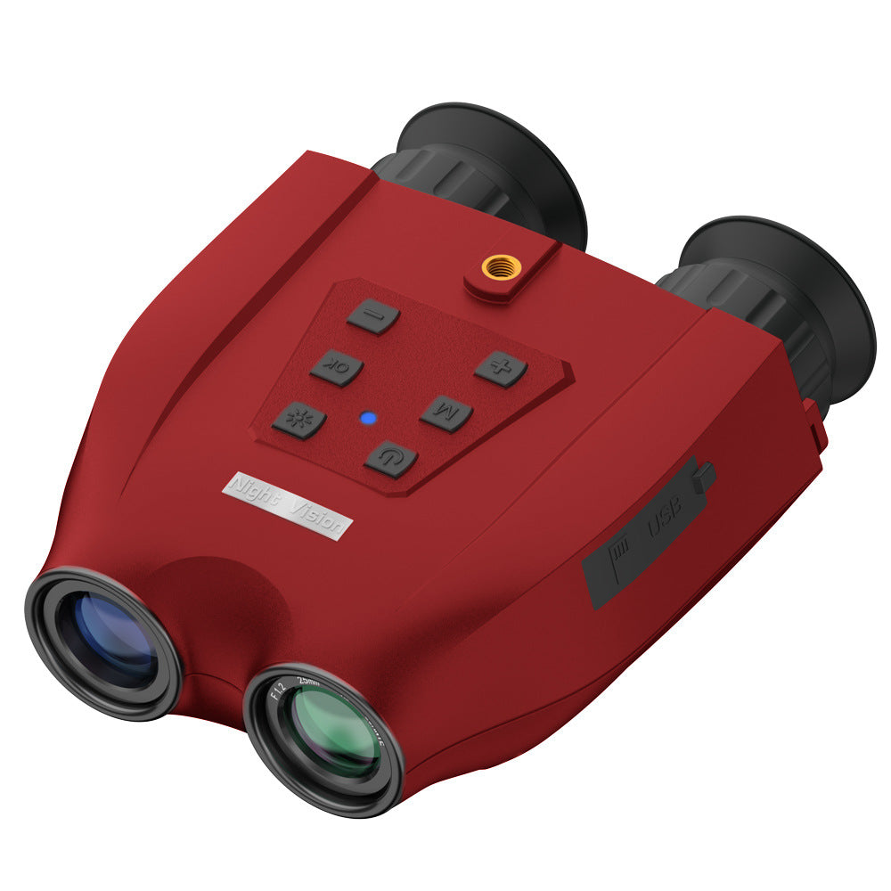 Professional Night Vision Binoculars | HD Digital | 6X Optical Zoom | 2.5K Video & 48MP Photos | Red