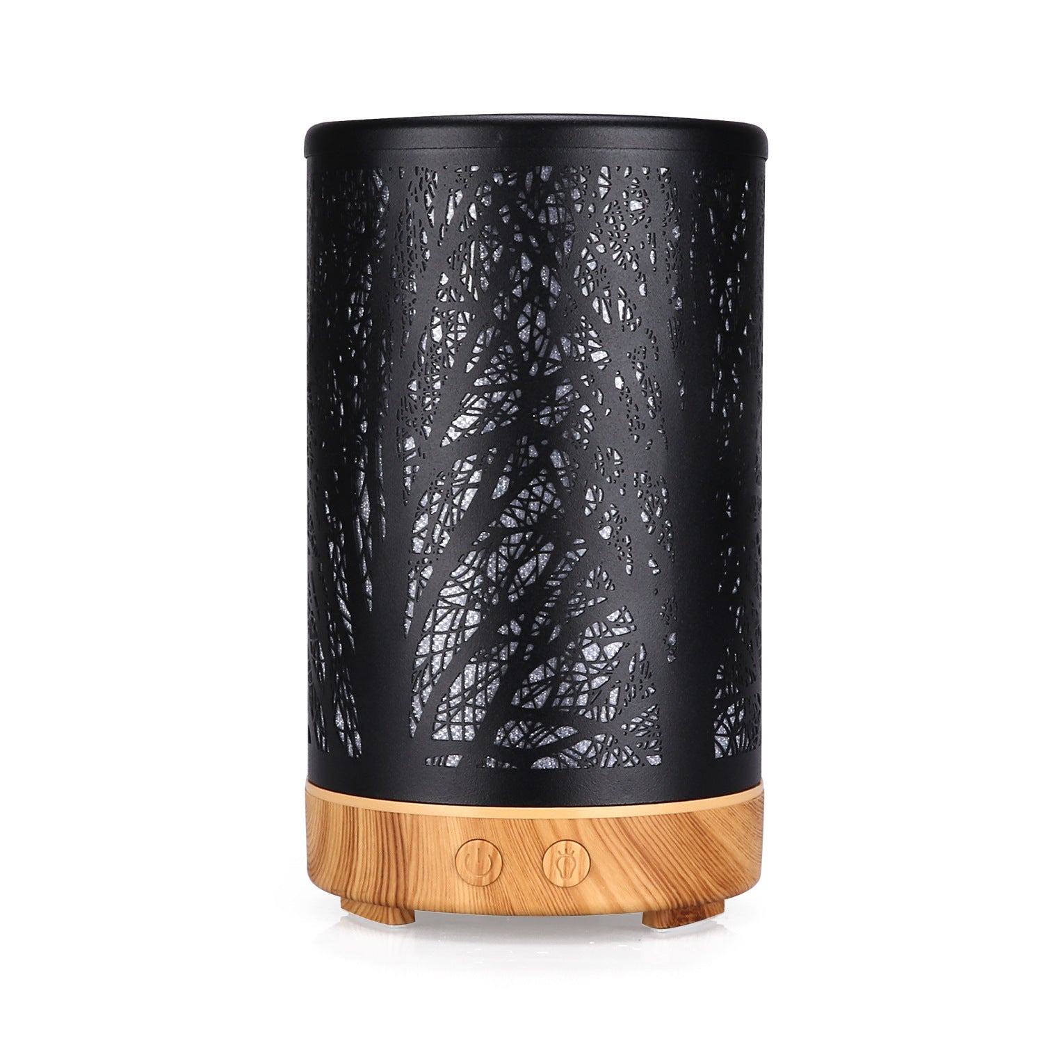 Iron Aroma Diffuser | 100ml | Khaki & Black Forest Design | 7-Colour LED | Cool Mist Humidifier