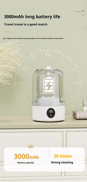 Mini Washing Machine | White | Rechargeable USB-C | For Travel, Delicates, Socks