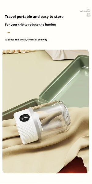 Mini Washing Machine | White | Rechargeable USB-C | For Travel, Delicates, Socks